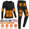 Heated Underwear Set Thermal Long Shirt Pants Electric Heating Long Johns Heated Top Pants Set with 28 Heating Zones 3 Heating Modes