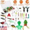 94Pcs Fishing Lures Kit Soft Plastic Fishing Baits Set with Soft Worms Frog Crankbaits Tackle Box for Freshwater and Saltwater to Bait Bass Trout Salm