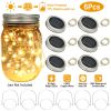 6 Pcs Solar Powered Mason Jar Lid Lights 20 LEDs Fairy String Lights Xmas Garden Decor