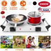 2000W Electric Dual Burner Portable Coil Heating Hot Plate Stove Countertop RV Hotplate with 5 Temperature Adjustments Portable Handles