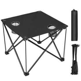 Foldable Camping Table Portable Picnic Table Lightweight Travel Desk with Cup Holder Carrying Bag