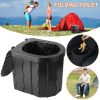 Foldable Emergency Toilet Portable Porta Potty for Car Travel Camping Boating Hiking Cleanable Travel Commode with Lid Carry Bag 1 Roll Garbage Bags