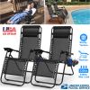 2Packs Zero Gravity Lounge Chair w/ Dual Side Tray 330lbs Load Foldable Recliner Chair w/ Stress Relief Pillow Patio Poolside Beach Lying Chair