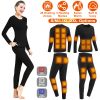 Heated Underwear Set Thermal Long Shirt Pants Electric Heating Long Johns Heated Top Pants Set with 28 Heating Zones 3 Heating Modes