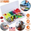 375Pcs Fishing Baits and Tackle Box Saltwater Freshwater Fishing Lures Kit Lifelike Popper Crankbaits Crickets Frogs Spoon Lures Maggots