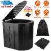 Foldable Emergency Toilet Portable Porta Potty for Car Travel Camping Boating Hiking Cleanable Travel Commode with Lid Carry Bag 1 Roll Garbage Bags