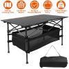 Folding Camping Table Portable Lightweight Aluminum Roll-up Picnic BBQ Desk with Carrying Bag Heavy Duty Outdoor Beach Backyard Party Patio