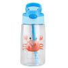 16.2Oz Leak-proof Kids Water Bottle with Straw Push Button Sport Water Bottle for Kids Crab Ship Jellyfish Rocket