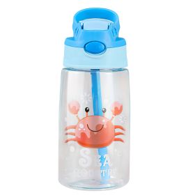 16.2Oz Leak-proof Kids Water Bottle with Straw Push Button Sport Water Bottle for Kids Crab Ship Jellyfish Rocket