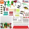 94Pcs Fishing Lures Kit Soft Plastic Fishing Baits Set with Soft Worms Frog Crankbaits Tackle Box for Freshwater and Saltwater to Bait Bass Trout Salm