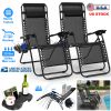 2Packs Zero Gravity Lounge Chair w/ Dual Side Tray 330lbs Load Foldable Recliner Chair w/ Stress Relief Pillow Patio Poolside Beach Lying Chair