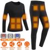 Heated Underwear Set Thermal Long Shirt Pants Electric Heating Long Johns Heated Top Pants Set with 28 Heating Zones 3 Heating Modes