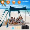 10x10FT Beach Canopy Tent Sun Shelter UPF50+ UV Protection Outdoor Beach Sun Shade with Sandbag Foldable Poles Carry Bag for Camping Trip Fishing Picn