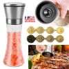 Stainless Steel Salt Pepper Grinder Tall Glass Sea Salt & Pepper Mill Shaker w/ Adjustable Coarseness