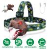 Dinosaur Headlamp Kids Headlight Dinosaur Flashlight with Realistic Roar Sound 4 Modes Adjustable Headband Kid Camping Gear Unique Gifts for Boys