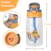 16.2Oz Leak-proof Kids Water Bottle with Straw Push Button Sport Water Bottle for Kids Crab Ship Jellyfish Rocket