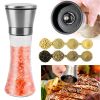 Stainless Steel Salt Pepper Grinder Tall Glass Sea Salt & Pepper Mill Shaker w/ Adjustable Coarseness