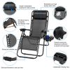 2Packs Zero Gravity Lounge Chair w/ Dual Side Tray 330lbs Load Foldable Recliner Chair w/ Stress Relief Pillow Patio Poolside Beach Lying Chair