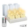 6Pack Rechargeable Tea Lights With Charging Base Flameless Flickering LED Candles with Timer Remote Control for Halloween Christmas Wedding Party