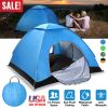 4 Persons Camping Waterproof Tent Pop Up Tent Instant Setup Tent w/2 Mosquito Net Doors Carrying Bag Folding 4 Seasons for Hiking Climbing Adventure F