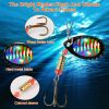 30Pcs Fishing Lures Kit Metal Spoon Lures Hard Spinner Baits w/ Single Triple Hook for Trout Bass Salmon with Free Tackle Box