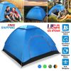 4 Persons Camping Waterproof Tent Pop Up Tent Instant Setup Tent w/2 Mosquito Net Doors Carrying Bag Folding 4 Seasons for Hiking Climbing Adventure F