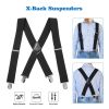 Men’s X-Back Suspenders Solid Braces Suspenders Heavy Duty 4 Clasps Adjustable Long Elastic Braces