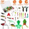 94Pcs Fishing Lures Kit Soft Plastic Fishing Baits Set with Soft Worms Frog Crankbaits Tackle Box for Freshwater and Saltwater to Bait Bass Trout Salm