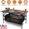 Folding Camping Table Portable Lightweight Aluminum Roll-up Picnic BBQ Desk with Carrying Bag Heavy Duty Outdoor Beach Backyard Party Patio