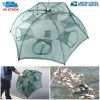 Fishing Trap Net Portable Folded Fishing Bait Trap Shrimp Minnow Crab Bait Net 6 Sides 6 Holes Crayfish Cast Mesh Trap Automatic