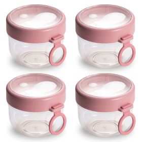 4Pcs Overnight Oats Containers with Lids and Folding Spoons 20OZ Portable Leak-proof Oats Jar For Milk Vegetable and Fruit Salad Yogurt Breakfast Cere