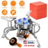 4000W Portable Camping Stove Foldable Powerful Gas Stove Backpacking Burner Collapsible Piezo Ignition with Carrying Case for Outdoor Hiking Cooking