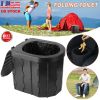 Foldable Emergency Toilet Portable Porta Potty for Car Travel Camping Boating Hiking Cleanable Travel Commode with Lid Carry Bag 1 Roll Garbage Bags