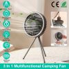 Camping Fan with Lantern 10000mAh Rechargeable Battery Powered Portable Tripod Fan for Tent with Hanging Hook Carabiner Emergency Power Bank Desk Fan