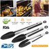 3Pcs Kitchen Tongs Stainless Steel Locking Food Tongs with Silicon Tips BPA Free Non-Stick BBQ Cooking Grilling Locking Food Tongs High Heat Resistant