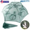 Fishing Trap Net Portable Folded Fishing Bait Trap Shrimp Minnow Crab Bait Net 6 Sides 6 Holes Crayfish Cast Mesh Trap Automatic