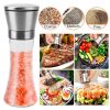 Stainless Steel Salt Pepper Grinder Tall Glass Sea Salt & Pepper Mill Shaker w/ Adjustable Coarseness