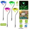 4Pcs Solar Garden Light Outdoor Diamond LED Light 7-Color Changing IP65 Waterproof Pathway Stake Decorative Lamp for Garden Patio Yard Walkway