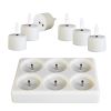 6Pack Rechargeable Tea Lights With Charging Base Flameless Flickering LED Candles with Timer Remote Control for Halloween Christmas Wedding Party