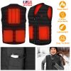 Heat Jacket Vest 3 Heating Gear Adjustable USB Heated Vest Warm Heat Coat Vest w/ 5 Heating Pads For Men Women Winter Outdoor Activity