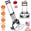 Folding Luggage Cart Foldable Hand Truck Portable Dolly Aluminum Alloy Trolley w/ 3 Height Adjustment Telescopic Handle Elastic Rope 165LBS Capacity