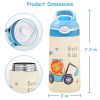 13.5Oz Insulated Stainless Steel Water Bottle Leak-proof Bottle for Kids with Straw Push Button Lock Switch Sports Water Bottle for Toddlers Boys Girl