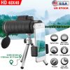 40x40 HD Optical Monocular Telescope w/ FMC Lens Low Light Vision Scope Phone Holder Tripod Compass For Bird Watching Hunting Camping Hiking Sport Eve