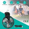 Foldable Camping Fan with Emergency Power Bank 270° Oscillating Rechargeable Tripod Fan for Hiking Fishing Personal Desk Fan with 4 Speeds 3 Brightnes