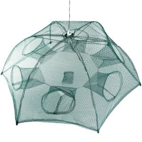 Fishing Trap Net Portable Folded Fishing Bait Trap Shrimp Minnow Crab Bait Net 6 Sides 6 Holes Crayfish Cast Mesh Trap Automatic