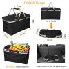 30L Insulated Picnic Basket Cooler Collapsible Food Delivery Storage Bag Grocery Market Basket Heat & Cool Insulation w/ Aluminum Handles