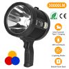 30000LM Rechargeable LED Searchlight IPX6 Waterproof Portable Handheld Spotlight Flashlight with 3 Color Filter Lens 6 Lighting Modes