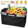 30L Insulated Picnic Basket Cooler Collapsible Food Delivery Storage Bag Grocery Market Basket Heat & Cool Insulation w/ Aluminum Handles