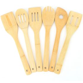 6Pcs Cooking Utensil Bamboo Wooden Spoons Spatula Kitchen Cooking Tools Nonstick Wooden Cookware Kitchen Gadgets