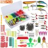 375Pcs Fishing Baits and Tackle Box Saltwater Freshwater Fishing Lures Kit Lifelike Popper Crankbaits Crickets Frogs Spoon Lures Maggots